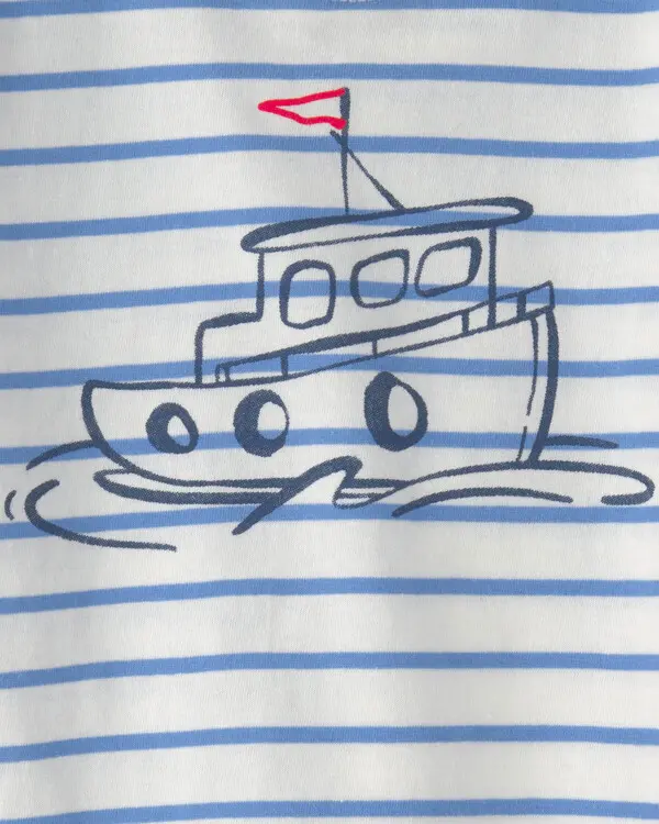 Baby Boy 3-Piece Nautical Short-Sleeve Tops & Short Set - Blue 1 Image