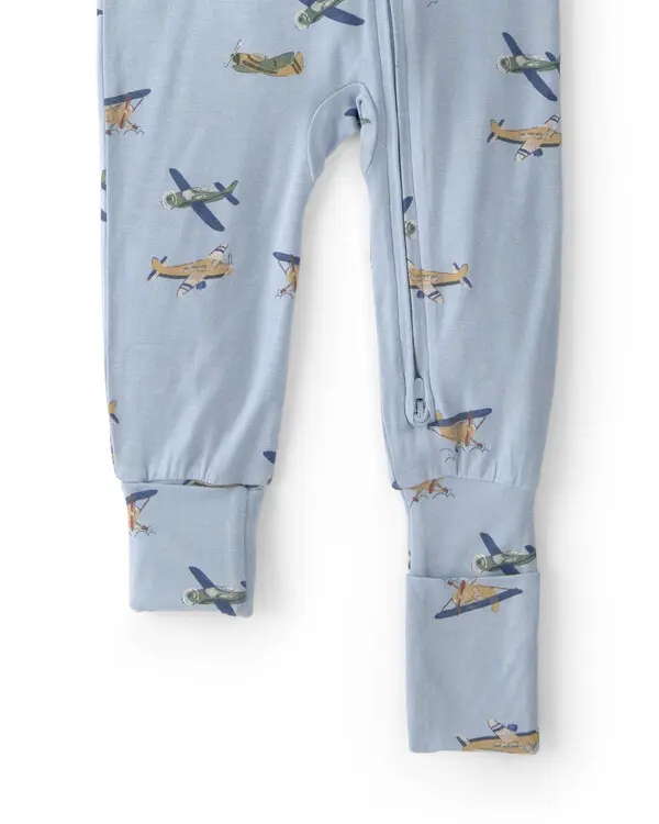  Baby Boy Plane PurelySoft 2-Way Zip 1-Piece Pyjama - Blue 2 Image