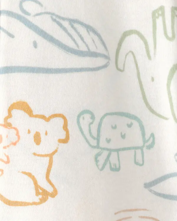 Kids Baby Boy Elephant 100% Cotton Snug Fit 1-Piece Pyjama Set - Ivory 1 Image