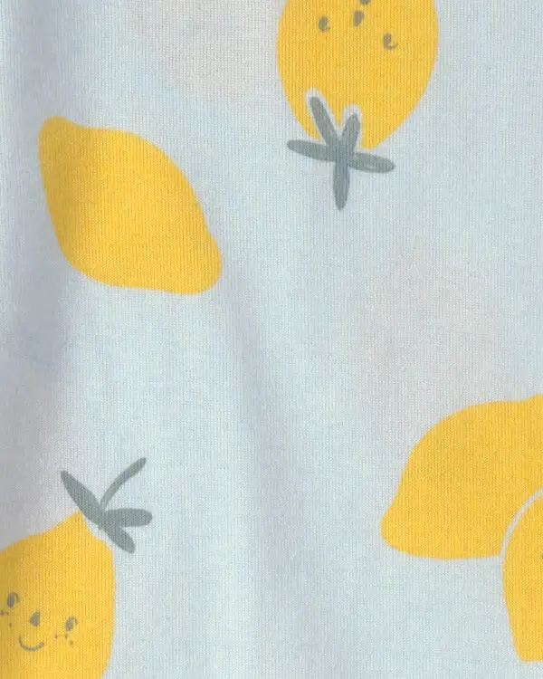  Toddler Girl Lemon 100% Cotton Snug Fit 4-Piece Pyjama Set - Blue/Yellow 1 Image