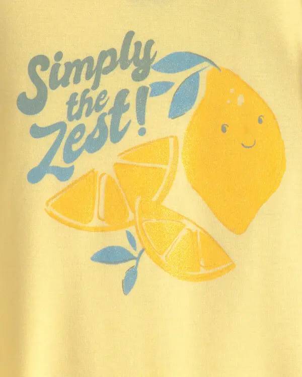  Toddler Girl Lemon 100% Cotton Snug Fit 4-Piece Pyjama Set - Blue/Yellow 2 Image