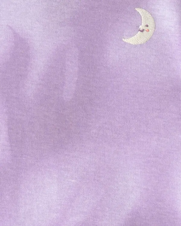 Kids Girls Space Constellation Tie-Dye 100% Cotton Snug Fit 4-Piece Pyjama Set - Purple 2 Image