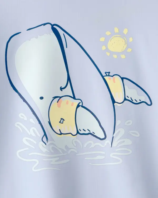  Toddler Boy Whale Short-Sleeve Rashguard - Blue 1 Image