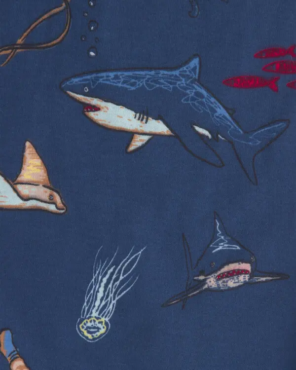  Boys Boat 100% Cotton Snug Fit 4-Piece Pyjama Set - Blue 1 Image