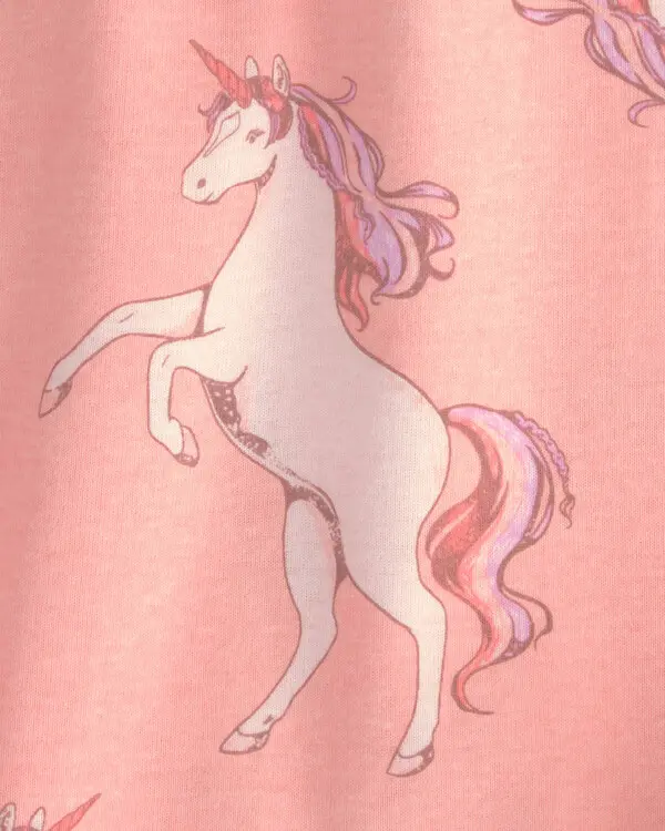  Girls Unicorn 100% Cotton Snug Fit 4-Piece Pyjama Set - Pink 2 Image
