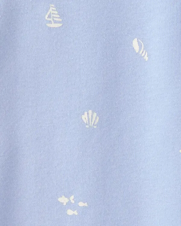  Girls Mermaid 100% Cotton Snug Fit 4-Piece Pyjama Set - Blue/Ivory 1 Image