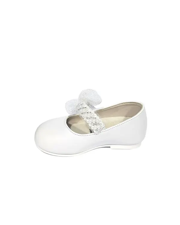 Tulle & Pearls Single Strap Velcro Leather Ballerinas 1 Image