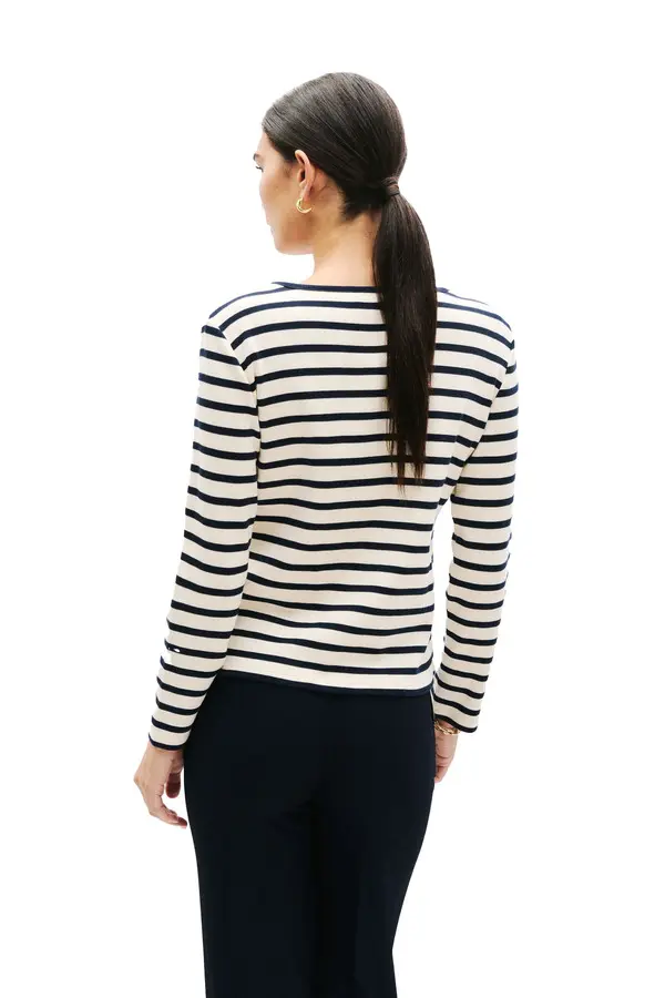 Long Sleeve Striped Buttoned Top  3 Image
