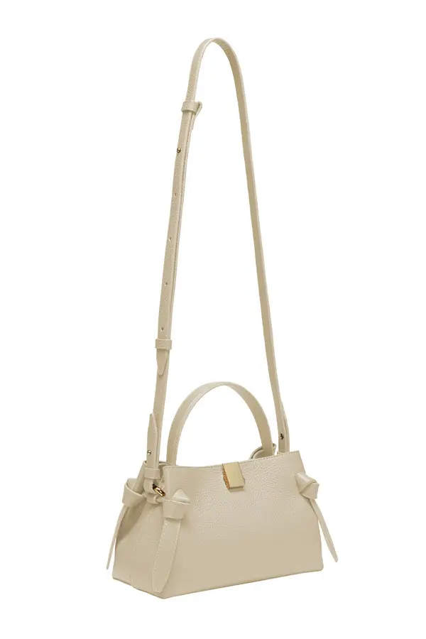 Pebbeled Leather Mini Hand Bag with Gold Hardware 2 Image