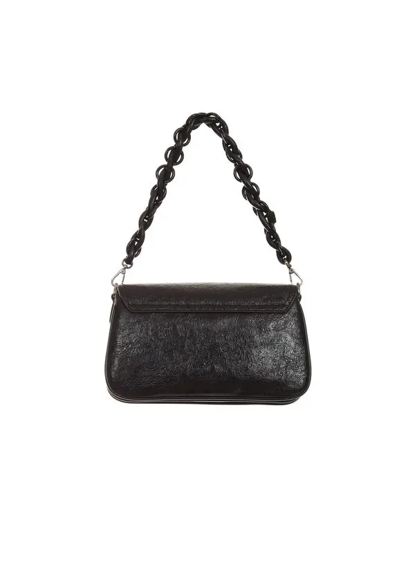 Logo-Embossed Baguette Shoulder Bag with Braided Chain Handle 2 Image