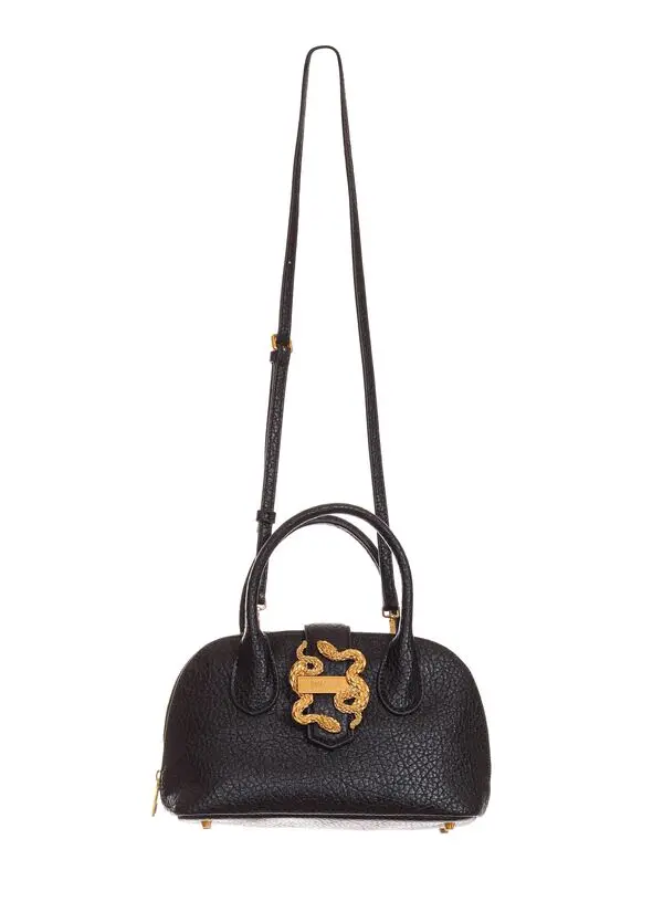 Snake-Hardware Grained Leather Hand Bag 1 Image