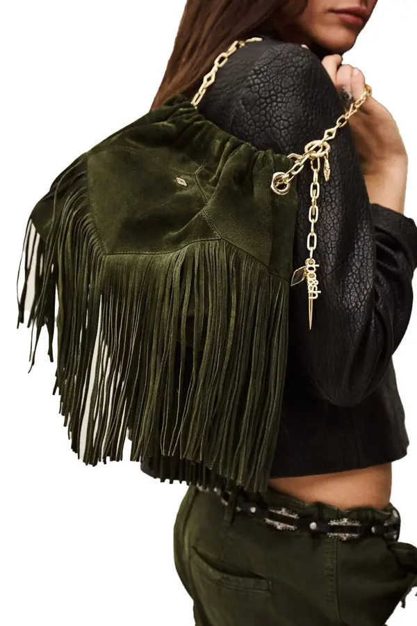 Mini Suede Fringed Shoulder Bag 1 Image