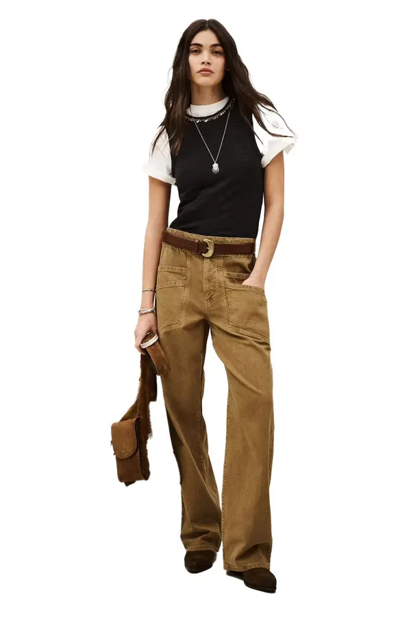 High Waist Wide Leg Trousers with Front Pockets 1 Image