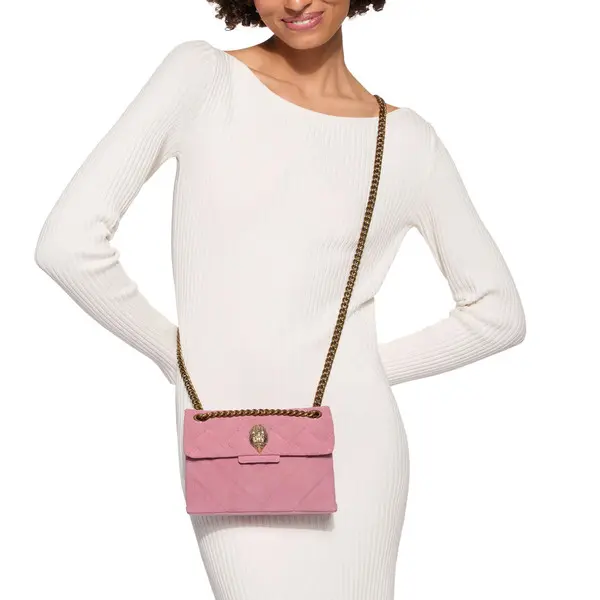 Quilted Velvet & Leather Kensington Shoulder Bag 4 Image