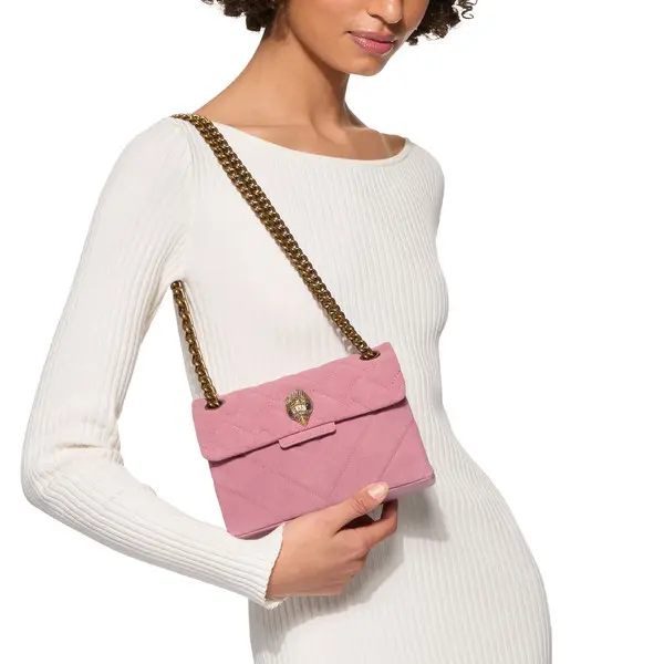 Quilted Velvet & Leather Kensington Shoulder Bag 5 Image