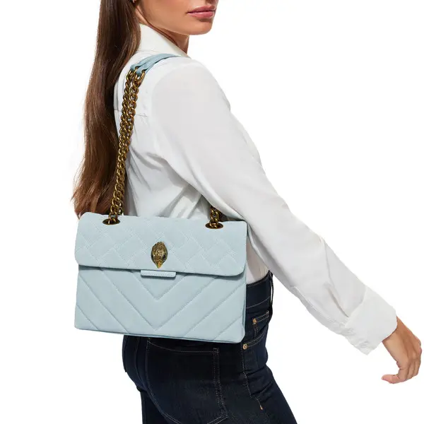 Medium Quilted Suede & Leather Kensington Shoulder Bag 4 Image