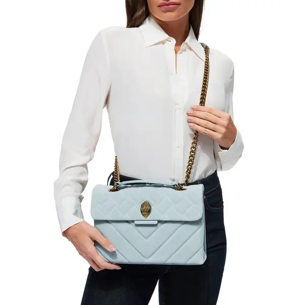 Medium Quilted Suede & Leather Kensington Shoulder Bag 5 Image