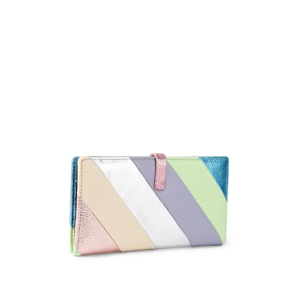 Metallic Rainbow Stripe Leather Continental Wallet 3 Image