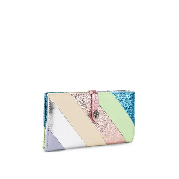 Metallic Rainbow Stripe Leather Continental Wallet 4 Image
