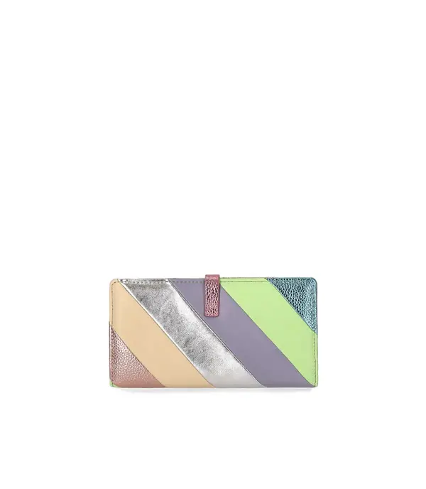 Metallic Rainbow Stripe Leather Continental Wallet 6 Image