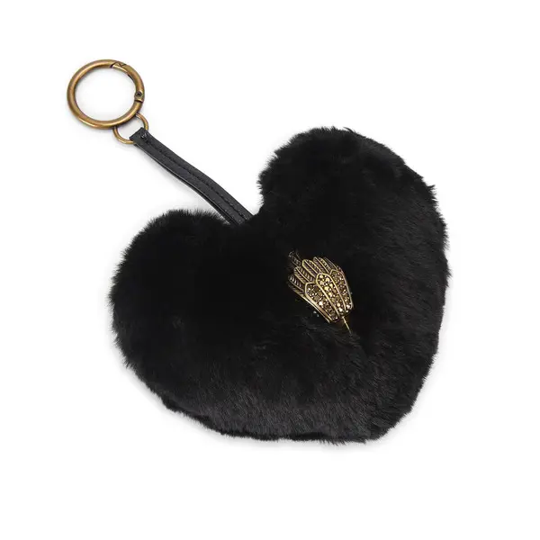 Black Heart Faux Fur Charm 3 Image