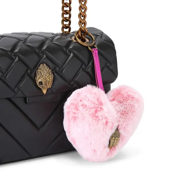 Pink Heart Faux Fur Charm 1 Image