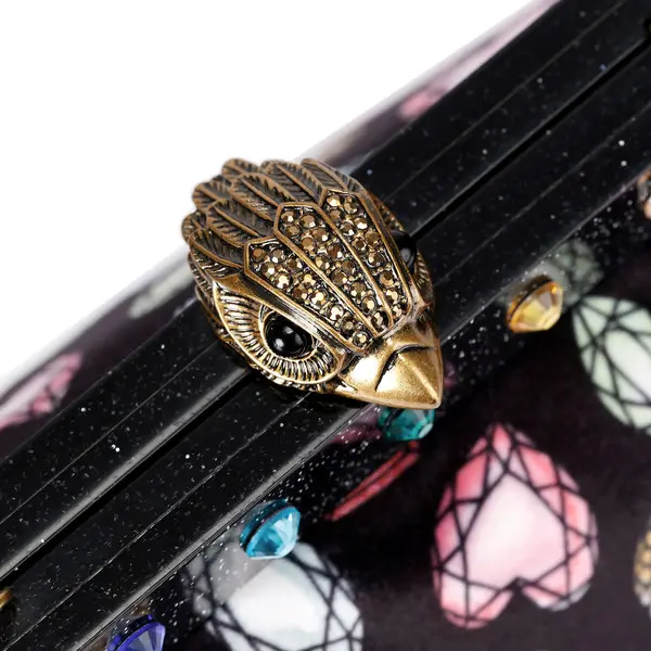 Jeweled Velvet Pouch Clutch with Crystal Frame 2 Image