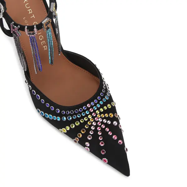 Rainbow Crystal Embellished Suede Stiletto Pumps 2 Image