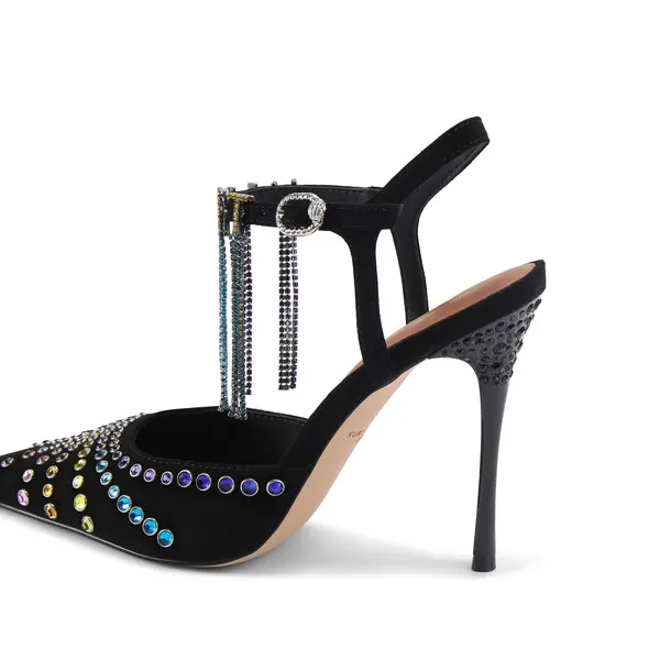 Rainbow Crystal Embellished Suede Stiletto Pumps 3 Image