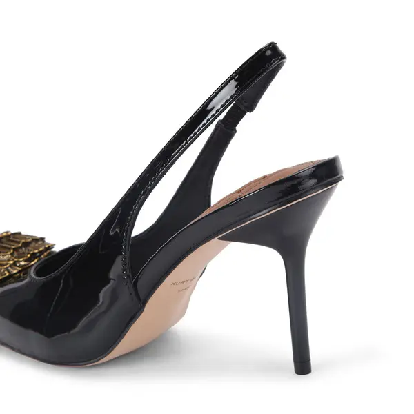 Large Eagle Slingback Heeled Patent Leather Pump 4 Image