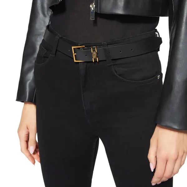 Smooth Leather Belt with Antiqued Brass Eagle Buckle 1 Image