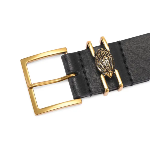 Smooth Leather Belt with Antiqued Brass Eagle Buckle 3 Image