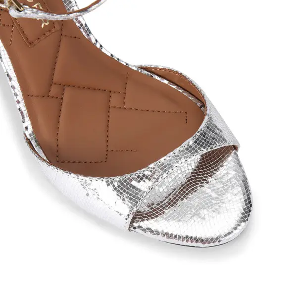 Metallic Stiletto Heels with Crystal Eagle Buckle Sandals 2 Image