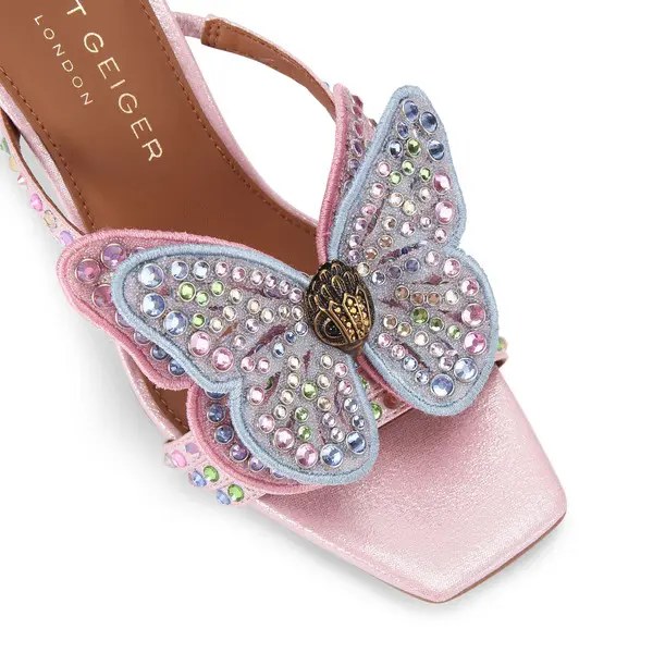 Metallic Satin Big Butterfly Mule with Iridescent Crystals 2 Image
