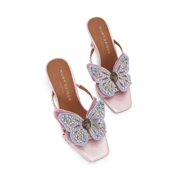 Metallic Satin Big Butterfly Mule with Iridescent Crystals 4 Image