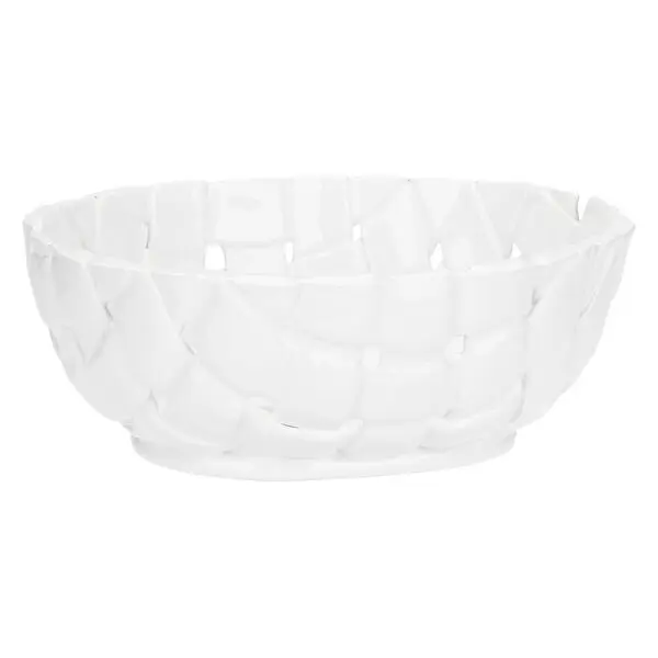 White Round Porcelain Fruit Bowl 27 x 24 x 11H cm 2 Image