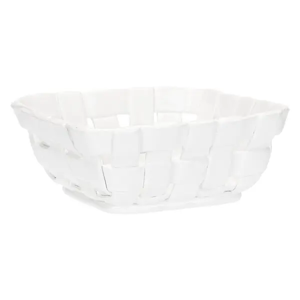 White Square Porcelain Fruit Bowl 24 x 24 x 10H cm 2 Image