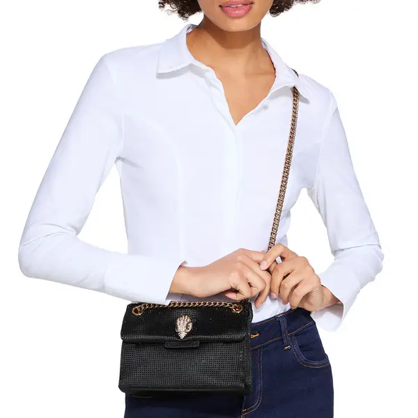 Mini Crystal-Embellished Kensington Crossbody Bag with Gold Chain 6 Image