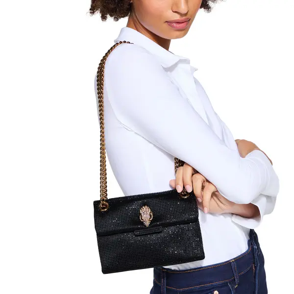 Mini Crystal-Embellished Kensington Crossbody Bag with Gold Chain 5 Image