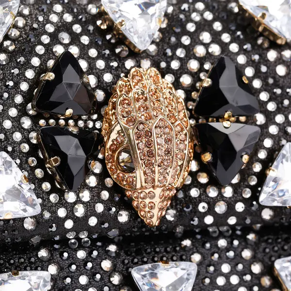 Mini Silver Grid Crystal Kensington Crossbody Bag with Gold Chain 5 Image