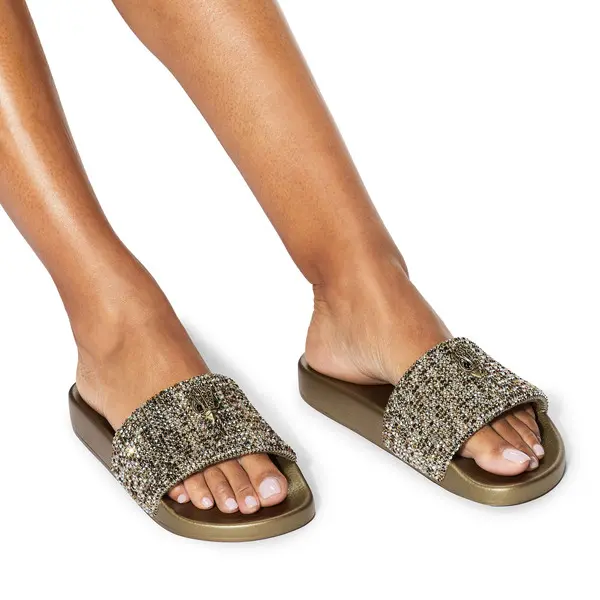 Meena Eagle Crystel Embellished Slide 1 Image