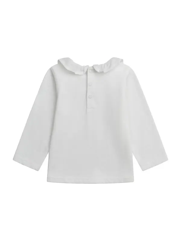 Baby Girl Ruffle Collar Long Sleeve Top With Red Heart 1 Image