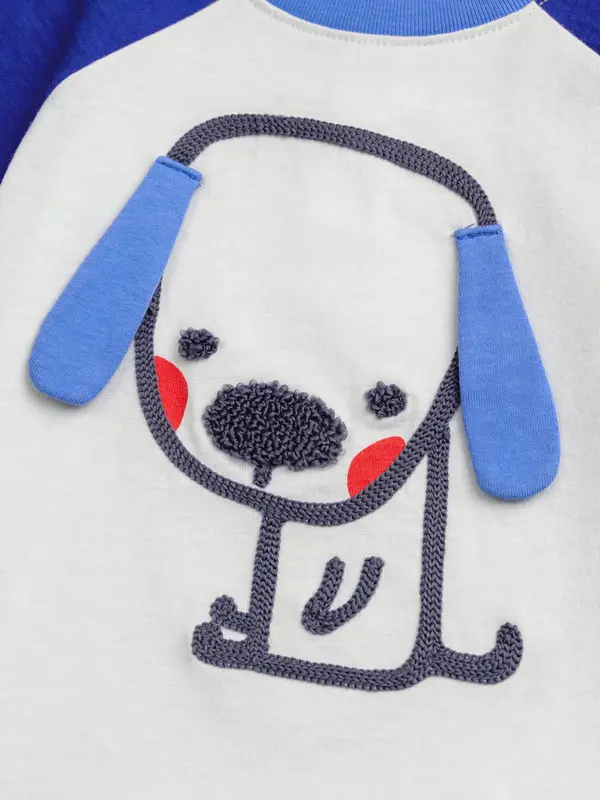 Raglan Short Sleeve T-Shirt With Dog Graphic 1 Image