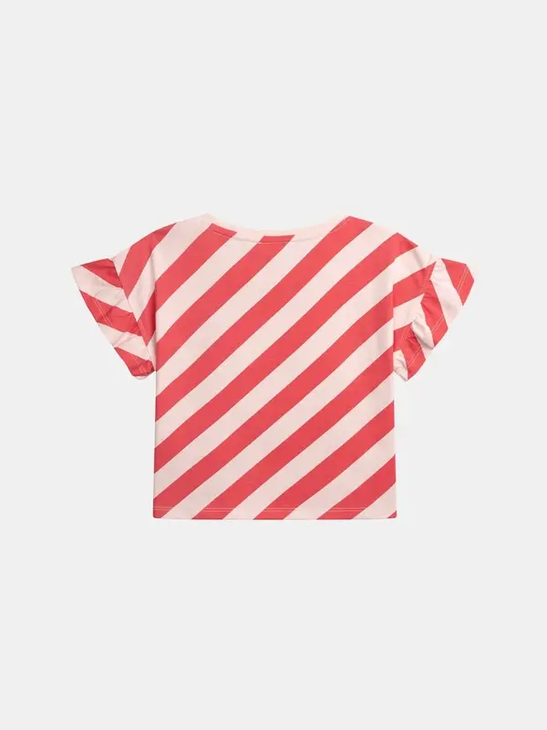 Diagonal Striped T-Shirt With Heart Patch 1 Image