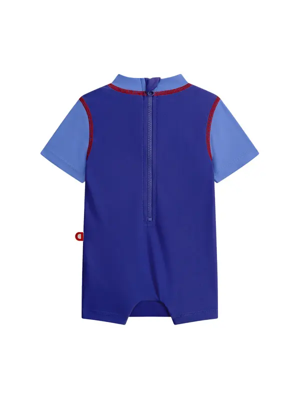 Kids Baby Boy UPF 50+ Shark Sort Sleeve 1-Piece Swimsuit 1 Image