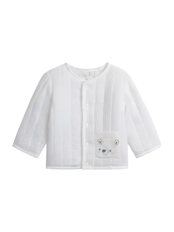 Quilted Muslin Cardigan with Bear Pocket 1 Image