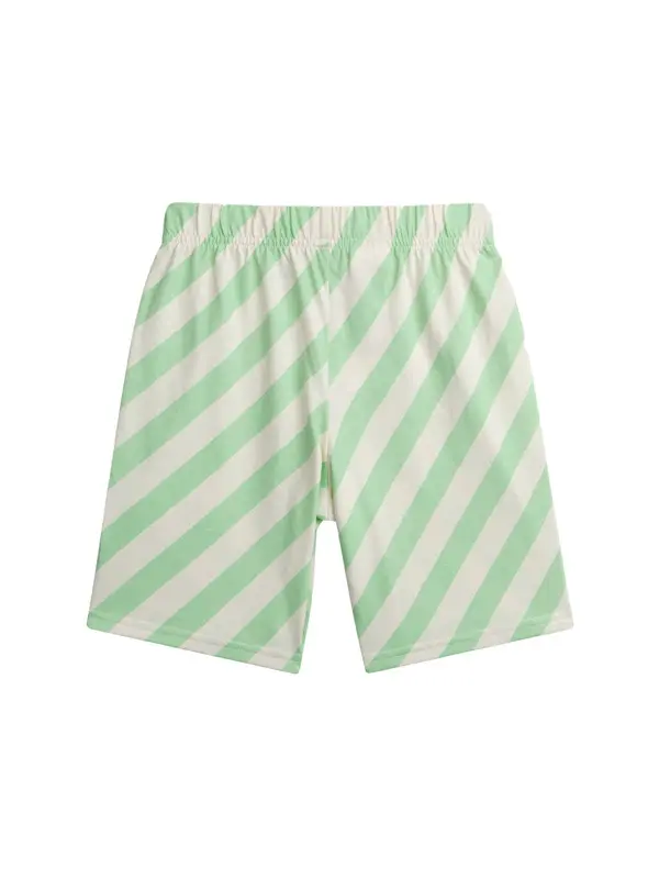 Yellow T-shirt & Mint Striped Shorts Set with "Enjoy the Skate Ride" Print 3 Image