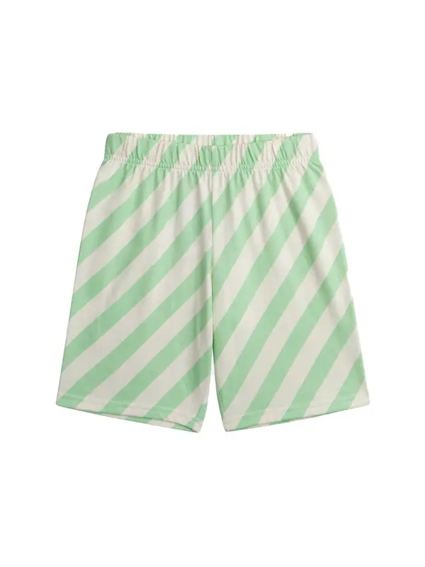 Yellow T-shirt & Mint Striped Shorts Set with "Enjoy the Skate Ride" Print 4 Image