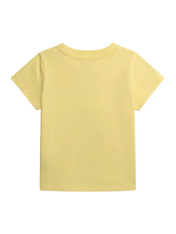 Yellow T-shirt & Mint Striped Shorts Set with "Enjoy the Skate Ride" Print 5 Image