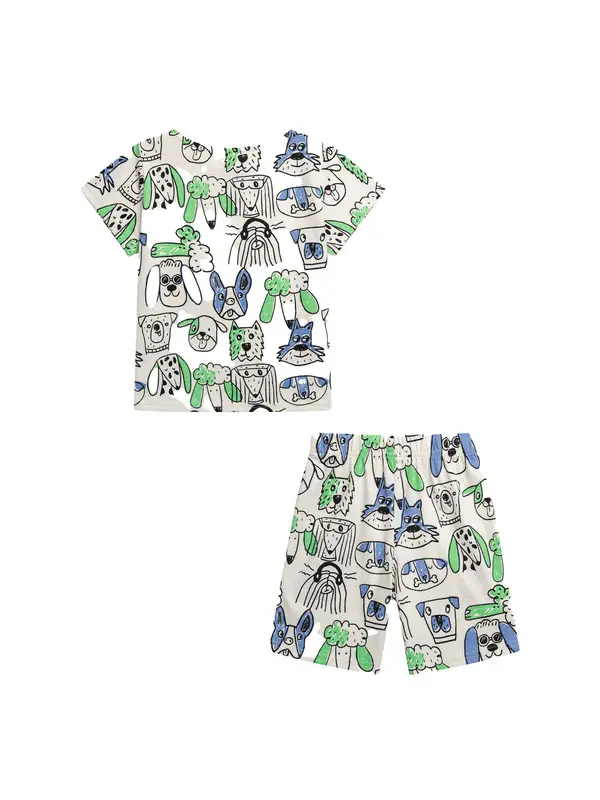 All-Over Dog Print T-Shirt and Shorts 2-Piece Cotton Set 1 Image